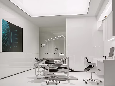 Modern Hospital Outpatient Clinic Interior With Medical Equipment And Workstations 3d model