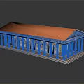 Ancient Greek Temple Building With Orange Roof Pink Columns And Gold Capitals