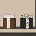 Modern Stylish Stools With Wooden And Zebra Pattern Design For Home Decor 3d model