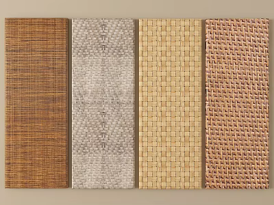 Decorative Room Dividers With Woven Textured Panels In Natural Brown Gray Beige Tones 3d model