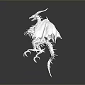 Fantasy White Winged Dragon Character With Horned Scaled Body And Majestic Wings