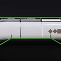 Industrial Equipment Featuring Green Frame And White Cylindrical Storage Tank Design