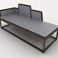 Modern Sofa Bench With Gray Cushion Black Frame And Cross Legs Design 3d model