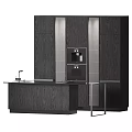 Modern Kitchen With Dark Wood Cabinets Island Counter And Appliances