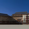 Traditional Chinese Style Office Building With Multiple Floors Ornate Roofs And Open Square