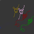 Colorful Coiled Cables in Blue Yellow Red with White Red Tips