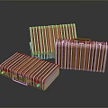Three Shiny Striped Bronze Metal Storage Boxes With Classic Lock Details