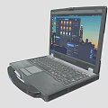 Durable Dark Colored Laptop Featuring Operating System Interface With Application Icons On Screen