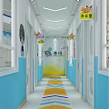 Bright Store Front Desk With Colorful Circular Floor Tree Shaped Decor Bookshelves And Sofa