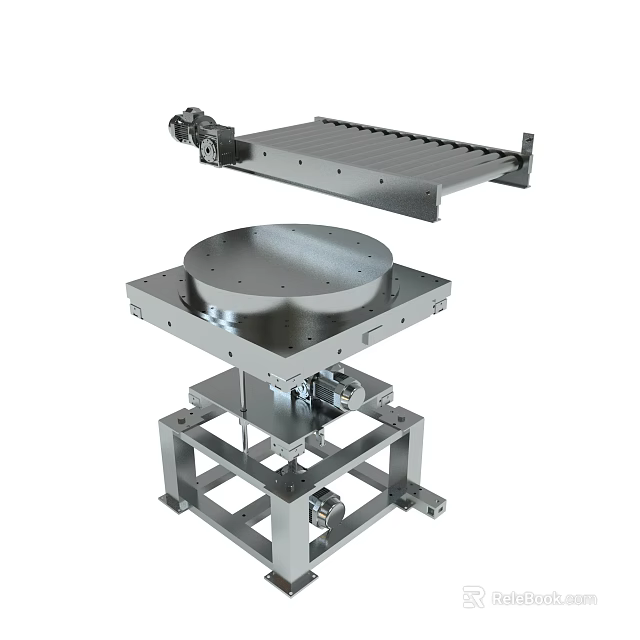 Heavy Duty Industrial Metal Mechanical Device Platform with Circular Component and Frame Stand 3d model 