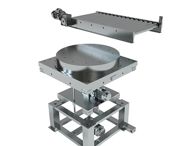 Heavy Duty Industrial Metal Mechanical Device Platform with Circular Component and Frame Stand 3d model