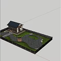 Japanese style courtyard garden SU model 3d model