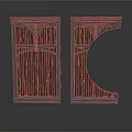 Pair of Wooden Decorative Panels With Rectangular And Semicircular Cutout Design