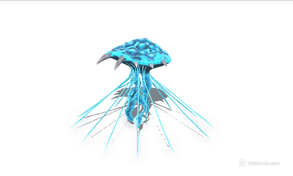Vibrant Blue Jellyfish With Long Transparent Tentacles Swimming In Marine Environment 3d model 