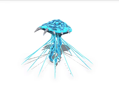 Vibrant Blue Jellyfish With Long Transparent Tentacles Swimming In Marine Environment 3d model