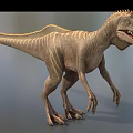 Reptile Dinosaur With Striped Skin And Dorsal Structure In Standing Posture