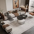 Elegant Modern Sofa and Coffee Table Set with Throw Pillows Blanket and Armchair