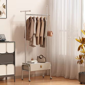 Coat rack clothes potted side cabinet painting 3d model