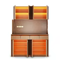 Wooden Cabinet With Upper And Lower Storage And Back Panel Switches
