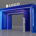 Blue Event Entrance Design With LOGO on Top and Welcome Street Heart Beat Text