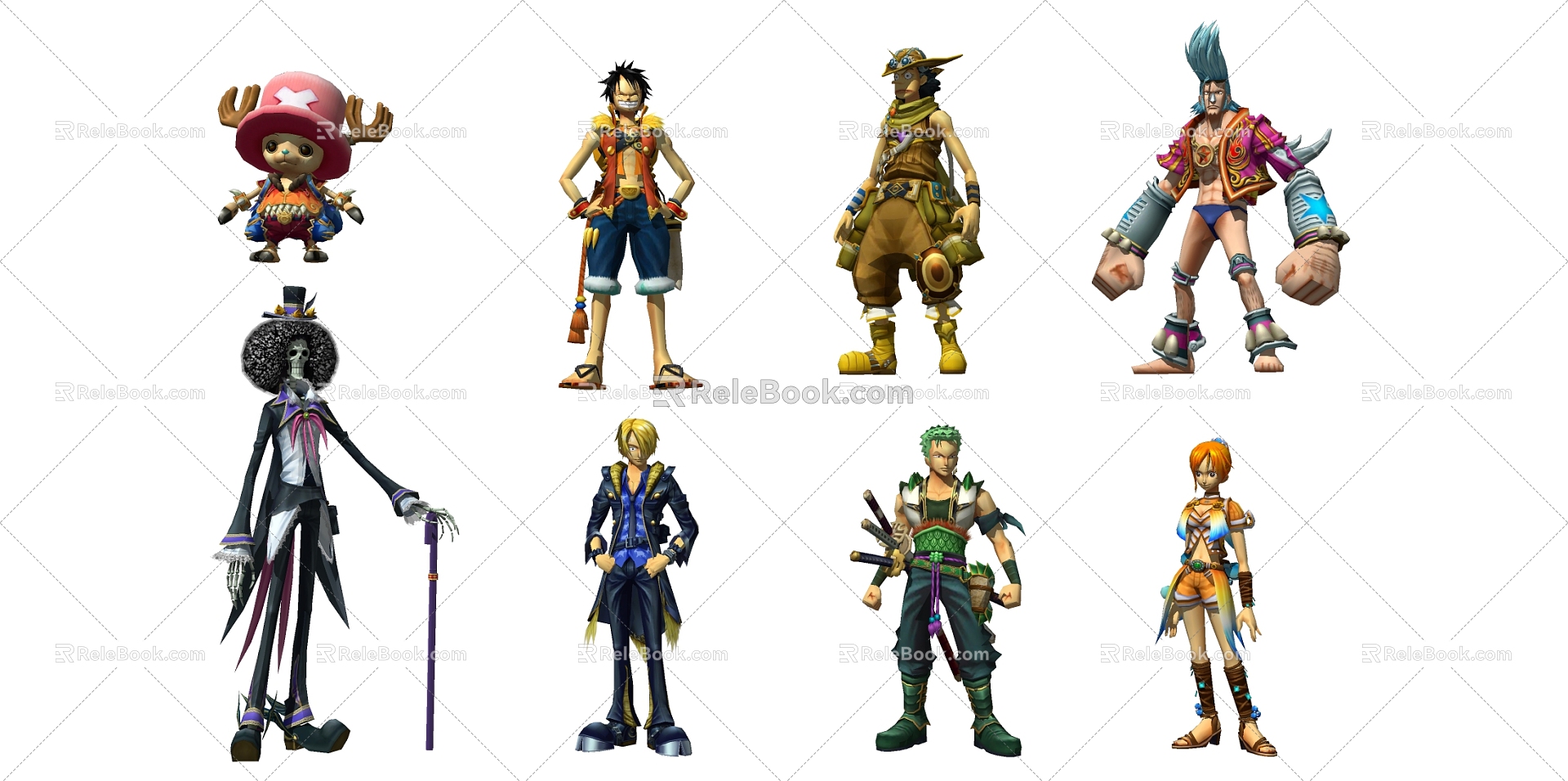 Modern Anime Characters One Piece Toy Cartoon Anime Characters 3d model