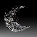 Dynamic Transparent Water Splash Sculpture With Shiny Surface On Black Background
