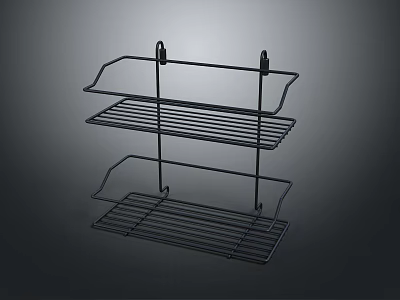 Wall Mounted Metal Three Tier Storage Shelf for Kitchen Bathroom Organizing Furniture 3d model