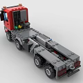 Detailed Building Blocks Truck Model With Red Black Cab And Headlights
