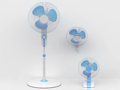 Air Cooler Fan Standing Wall Mounted and Tabletop Blue White Modern Design 3d model