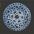 Plant Inspired Floral Patterns On Blue And White Decorative Plate Design