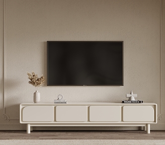 Cream wind TV cabinet 3d model