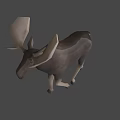 Brown Moose Game Movie Character 3D Model with Large Antlers