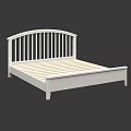 White Double Bed Frame With Arched Slatted Headboard And Simple Design 3d model