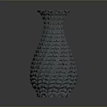 Hand Carved Light Blue Vase With Woven Texture And Sculpted Scalloped Rim