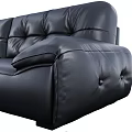 Modern Black Leather Two Seater Sofa With Stitched Design And Armrests 3d model