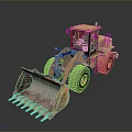 Yellow Wheel Loader With Green Cabin Large Bucket And Big Tires For Heavy Duty Construction