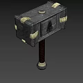 Game Movie Character Fantasy War Hammer With Metal Frame Leather Straps And Wooden Handle Design