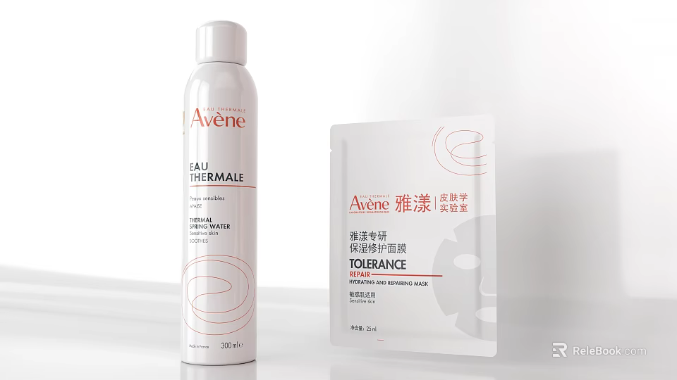 Avene Thermal Spring Water Spray And Tolerance Soothing Repair Facial Mask 3d model 