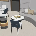 Modern Lounge Area Interior With Comfortable Sofas Chairs Large Windows And Decorative Wall 3d model