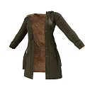 Green Hooded Coat With Brown Inner Lining And Functional Pockets Design 3d model