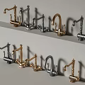 Various Stylish Faucets with Different Colors and Modern Designs on Display Shelf