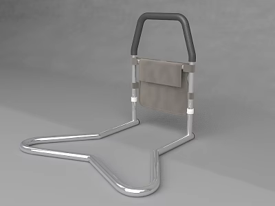 Modern Indoor Safety Fence With Silver Metal Frame Black Armrests And Gray Cushion 3d model