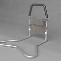 Modern Indoor Safety Fence With Silver Metal Frame Black Armrests And Gray Cushion