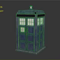 Vintage Blue Police Box Model Featuring Classic Design And Illuminated Windows