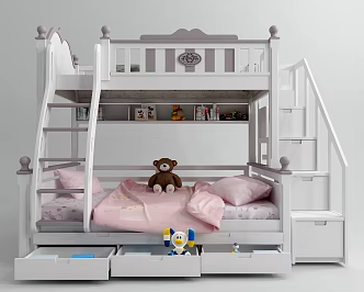 Modern Bed High and Low Bed 3d model