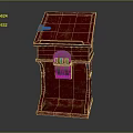 Vintage Red Trunk With Worn Texture Metal Lock And Green Decorative Panel