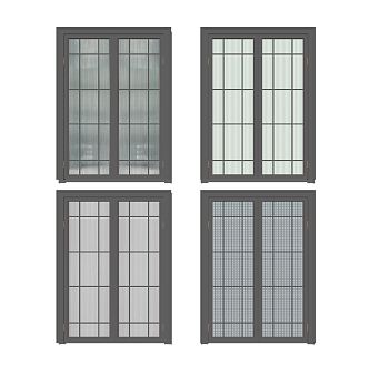 Modern double door glass double door 3d model