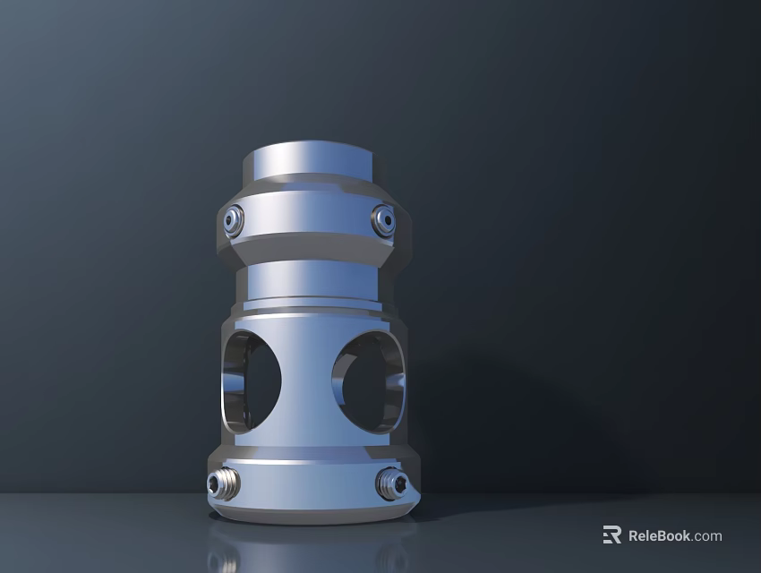 Silver Metal Kitchen Appliance Part With Ring Structure Holes And Screws Design 3d model