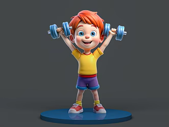 Juvenile Sports Juvenile Dumbbell Fitness Juvenile Animation Characters Cartoon Characters Movie Characters Hand-held 3d model