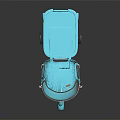 Light Blue Vintage Three Wheeler Truck With Open Cargo Bed And Single Front Wheel